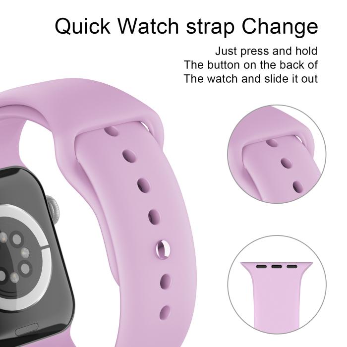Bild 4, ColorPop Apple Watch 38/40/41/42 mm Silikon Armband (M/L) Ljus Lila - Teknikhallen.se