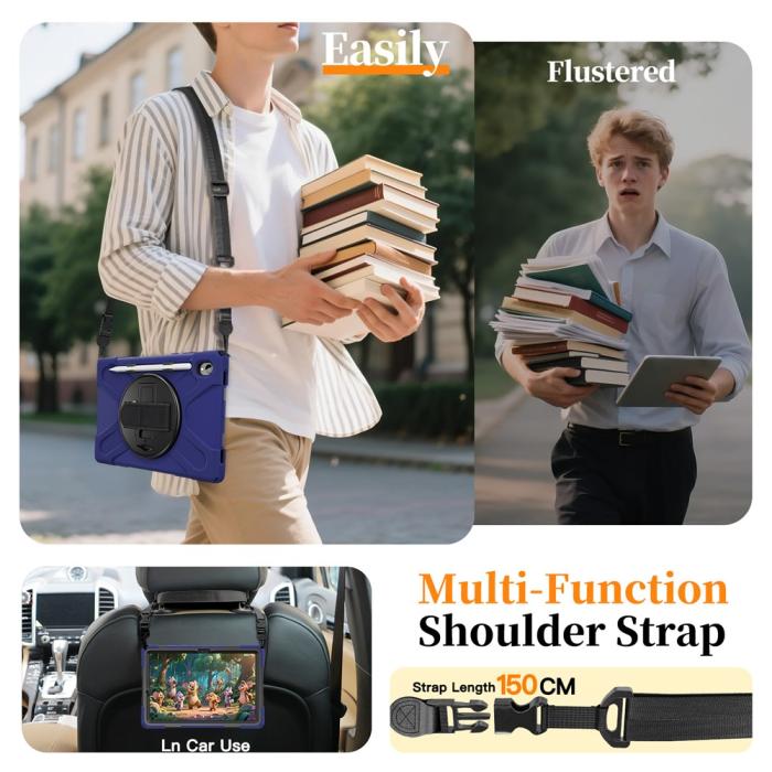 Bild 6,  Samsung Galaxy Tab S11 Skal Shockproof Hybrid Kickstand Mörk Blå - Teknikhallen.se
