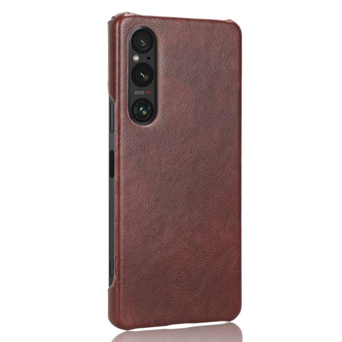 Bild 2,  Sony Xperia 1 V Skal Slim Läder Brun - Teknikhallen.se