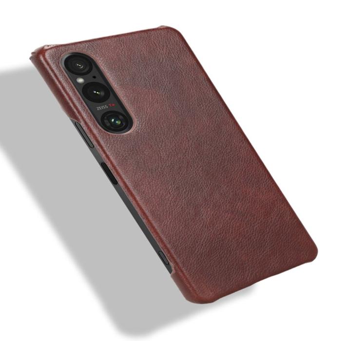 Bild 3,  Sony Xperia 1 V Skal Slim Läder Brun - Teknikhallen.se