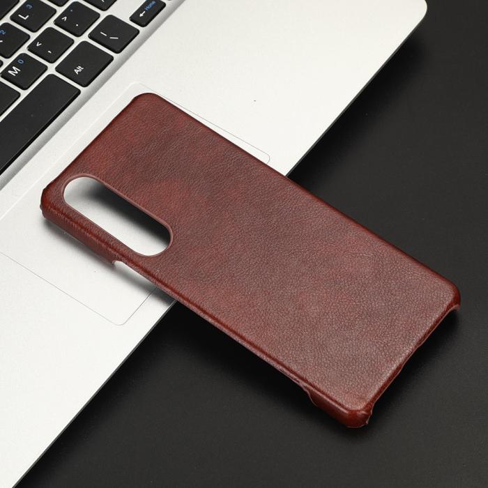 Bild 4,  Sony Xperia 1 V Skal Slim Läder Brun - Teknikhallen.se