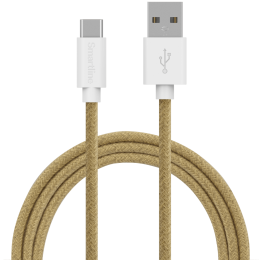 Smartline Smartline 2m 3A USB-C Fuzzy Laddningskabel Sand - Teknikhallen.se