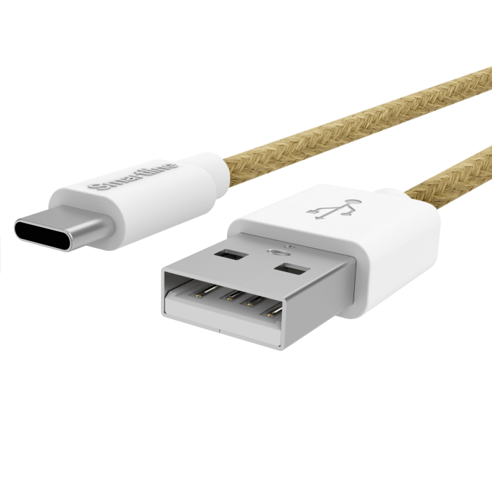 Bild 2, Smartline Smartline 2m 3A USB-C Fuzzy Laddningskabel Sand - Teknikhallen.se