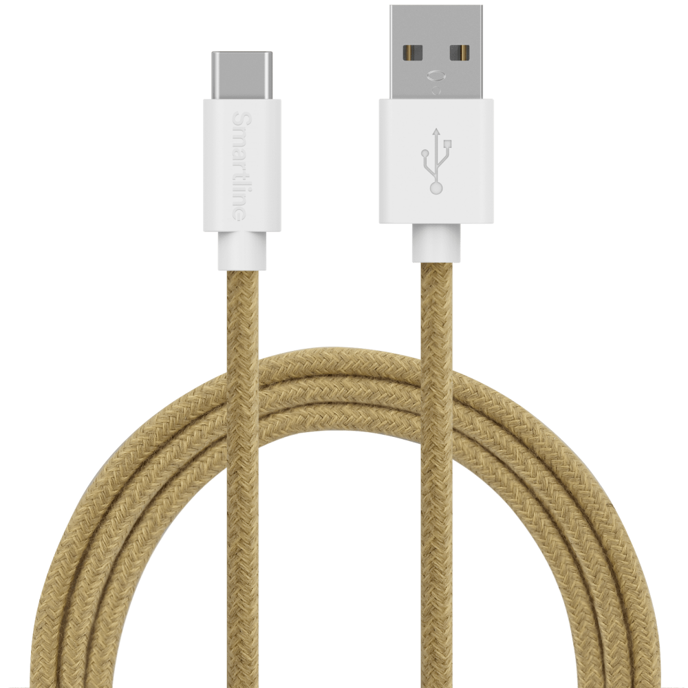 Smartline Smartline 2m 3A USB-C Fuzzy Laddningskabel Sand - Teknikhallen.se