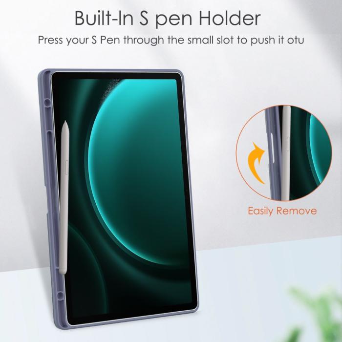 Bild 5,  Galaxy Tab S9 FE Plus Fodral Hybrid Pennhållare Lila - Teknikhallen.se