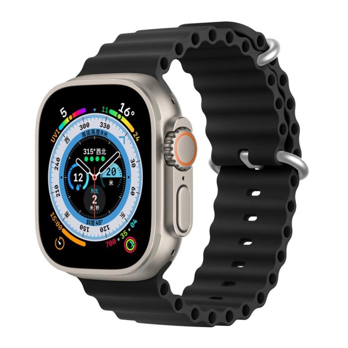 Bild 2, DUX DUCIS DUX DUCIS Apple Watch 42/44/45/46/49 mm Armband Wave Design Svart - Teknikhallen.se