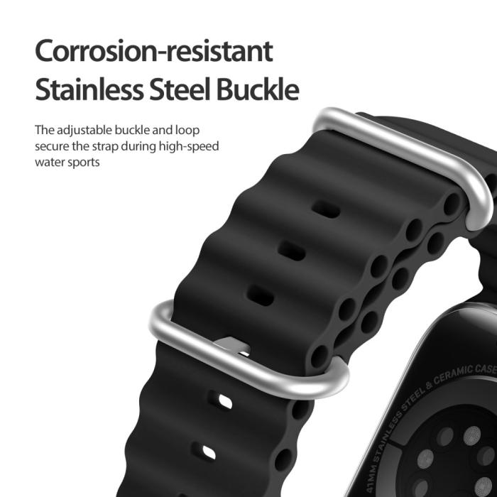 Bild 5, DUX DUCIS DUX DUCIS Apple Watch 42/44/45/46/49 mm Armband Wave Design Svart - Teknikhallen.se