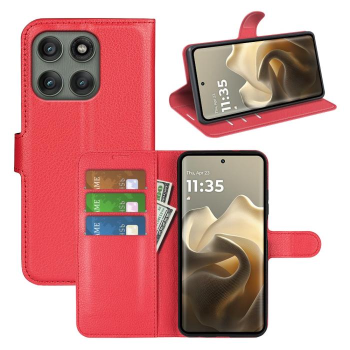 Bild 6,  Motorola Edge 60 Pro Fodral Litchi Läder Röd - Teknikhallen.se