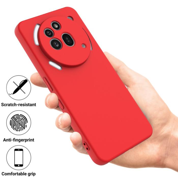 Bild 2,  Nothing Phone 3a Pro Skal Liquid Silikon Med Strap Röd - Teknikhallen.se
