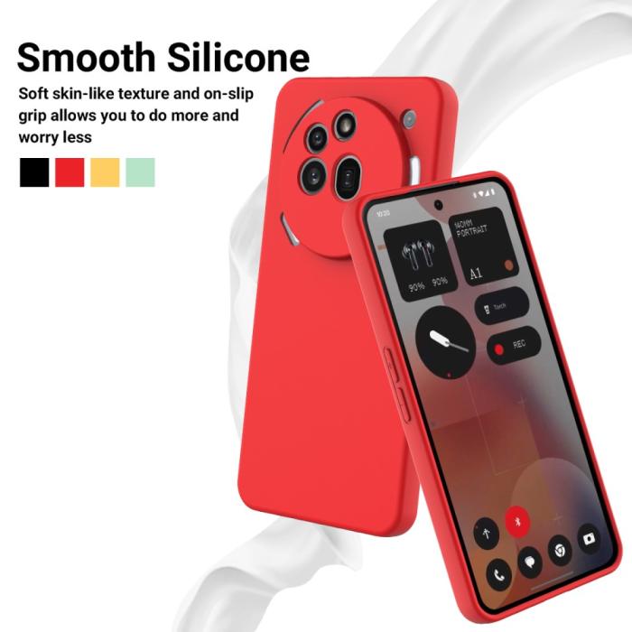 Bild 3,  Nothing Phone 3a Pro Skal Liquid Silikon Med Strap Röd - Teknikhallen.se