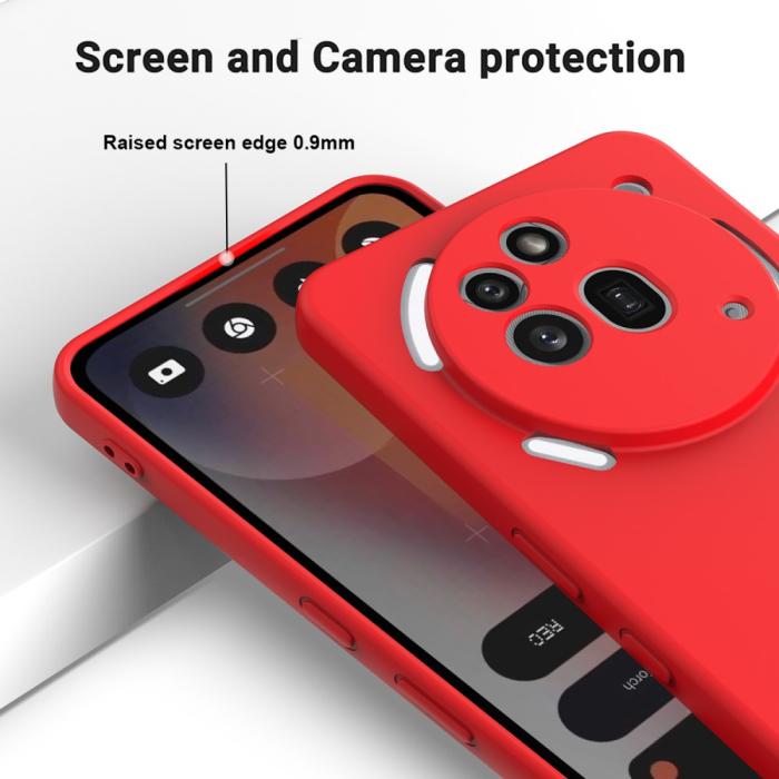 Bild 4,  Nothing Phone 3a Pro Skal Liquid Silikon Med Strap Röd - Teknikhallen.se