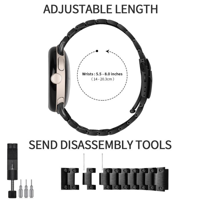 Bild 4,  Lyxigt Metallarmband Google Pixel Watch / Watch 2 Svart - Teknikhallen.se