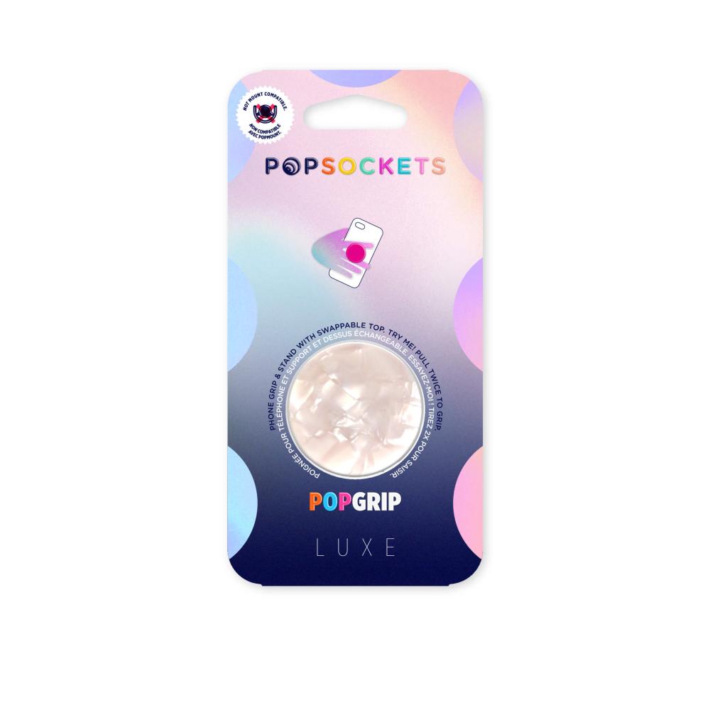 PopSockets PopSockets Avtagbart Grip med Ställfunktion LUXE Acetate Pearl White - Teknikhallen.se