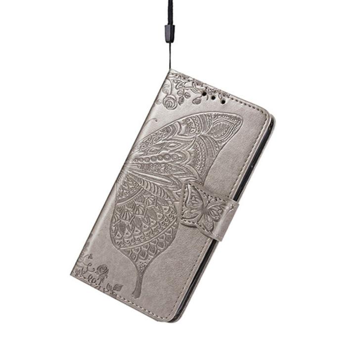 Bild 4,  Samsung Galaxy A16 Fodral Med Fjäril Tryck Grå - Teknikhallen.se