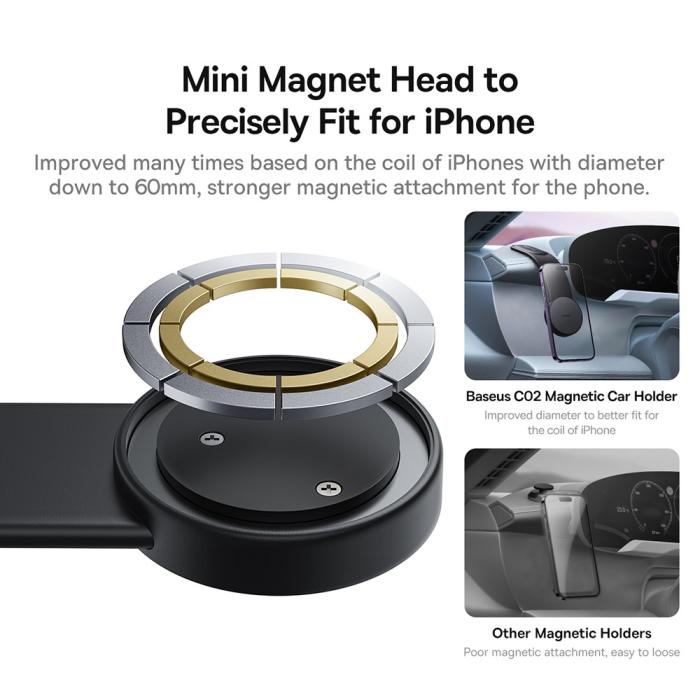 Bild 5, BASEUS Baseus MagSafe Mobilhållare Böjbar För Instrumentbräda Svart - Teknikhallen.se