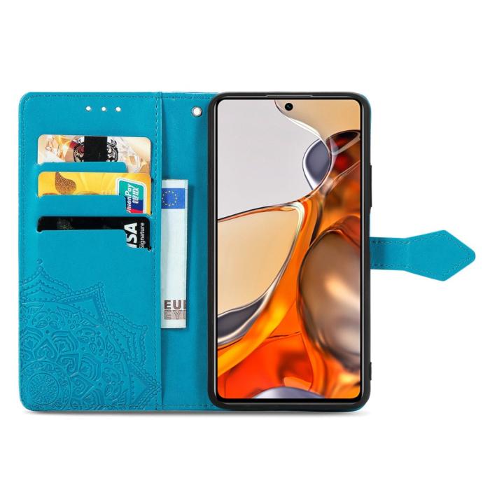 Bild 4,  Xiaomi 11T / 11T Pro Fodral Läder Mandala Blå - Teknikhallen.se