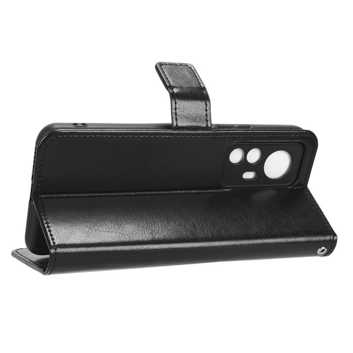 Bild 3,  Xiaomi 12T / 12T Pro Fodral Crazy Horse Läder Svart - Teknikhallen.se