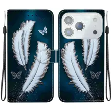  iPhone 17 Pro Fodral Med Tryck Vita Fj&auml;drar - Teknikhallen.se