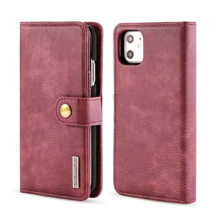 Bild 2, DG.MING iPhone 11 - DG.MING Plånboksfodral/Magnet Skal - Vinröd - Teknikhallen.se