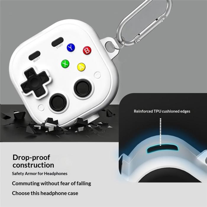 Bild 3,  Samsung Galaxy Buds 4 / 4 Pro Skal Game Console Vit - Teknikhallen.se