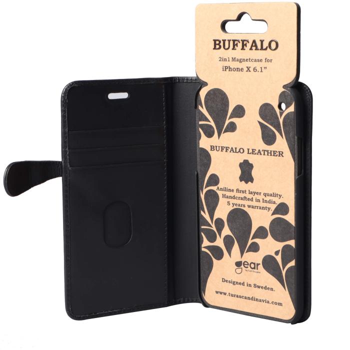 Bild 6, Buffalo Buffalo iPhone XR Fodral 2in1 Äkta Läder Svart - Teknikhallen.se