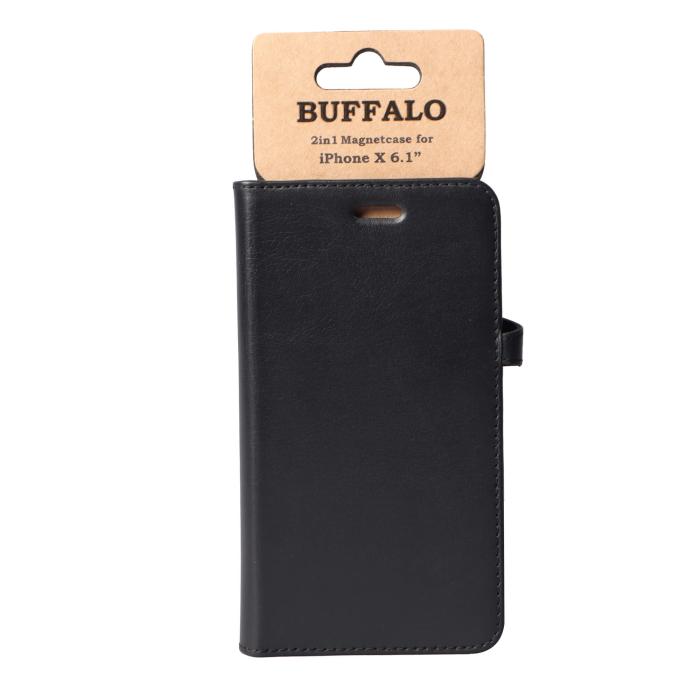 Bild 2, Buffalo Buffalo iPhone XR Fodral 2in1 Äkta Läder Svart - Teknikhallen.se