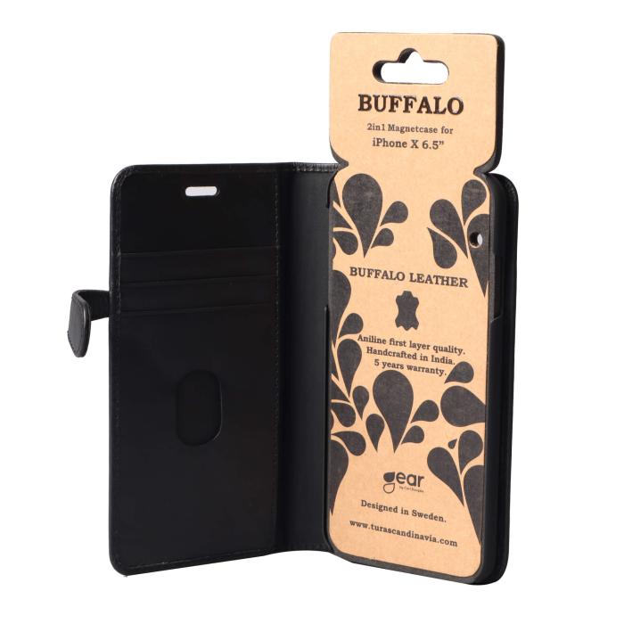 Bild 6, Buffalo Buffalo iPhone Xs Max Fodral 2in1 Äkta Läder Svart - Teknikhallen.se