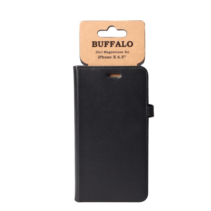 Bild 2, Buffalo Buffalo iPhone Xs Max Fodral 2in1 Äkta Läder Svart - Teknikhallen.se