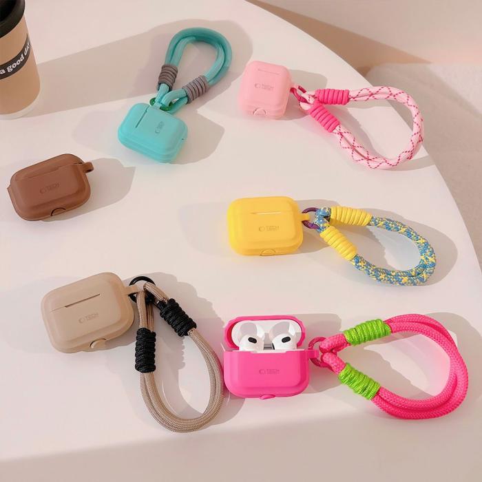 Bild 2, Tech-Protect Tech-Protect AirPods Pro 1/2 Skal Silikon Rope Caffe Latte - Teknikhallen.se