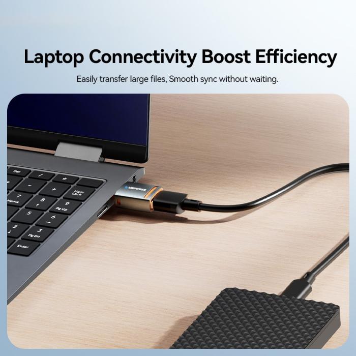 Bild 3, ESSAGER ESSAGER USB-A 3.0 Till USB-C Adapter Grå - Teknikhallen.se