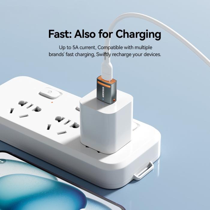 Bild 5, ESSAGER ESSAGER USB-A 3.0 Till USB-C Adapter Grå - Teknikhallen.se