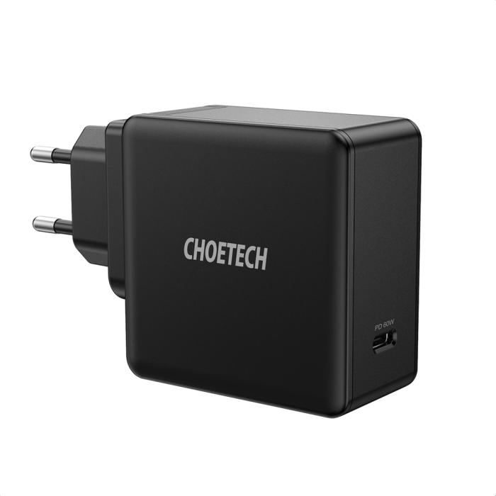 Bild 2, Choetech Choetech 60W USB-C PD Väggladdare Snabbladdning Svart - Teknikhallen.se