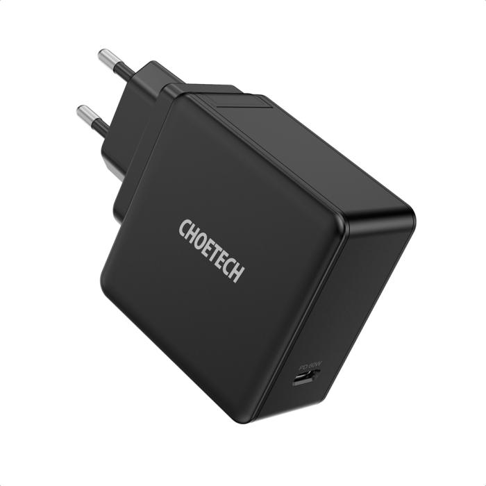 Bild 3, Choetech Choetech 60W USB-C PD Väggladdare Snabbladdning Svart - Teknikhallen.se