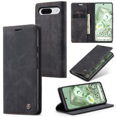 CASEME CASEME Google Pixel 8A Fodral Flip Retro L&auml;der Svart - Teknikhallen.se