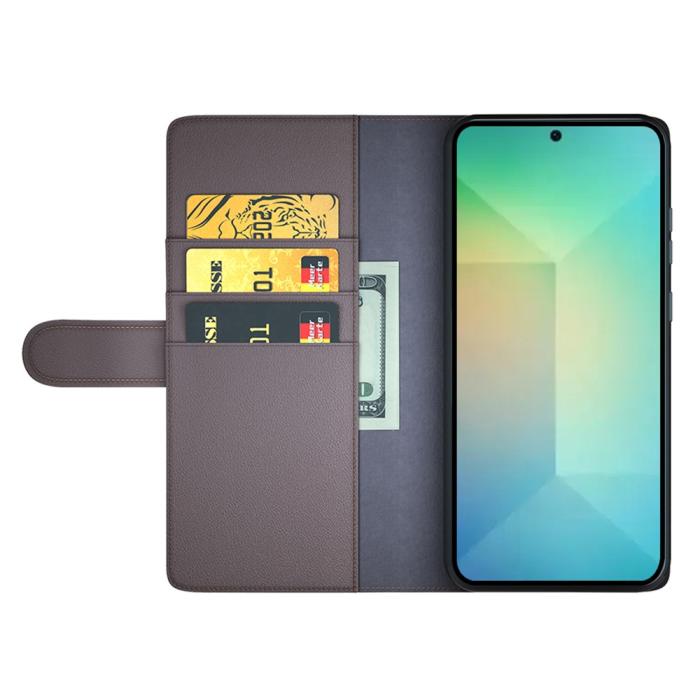 Bild 2,  Samsung Galaxy S25 Fodral Premium Äkta Läder Brun - Teknikhallen.se