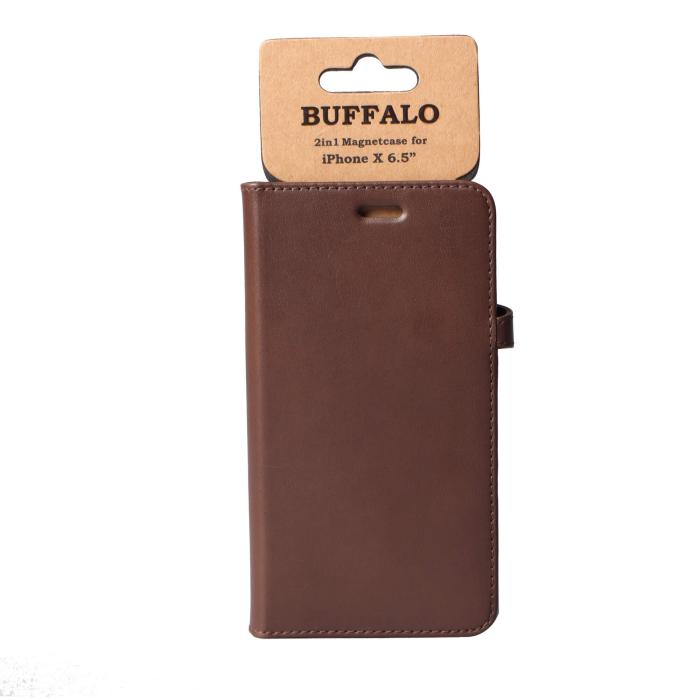 Bild 2, Buffalo Buffalo iPhone Xs Max Fodral 2in1 Äkta Läder Brun - Teknikhallen.se