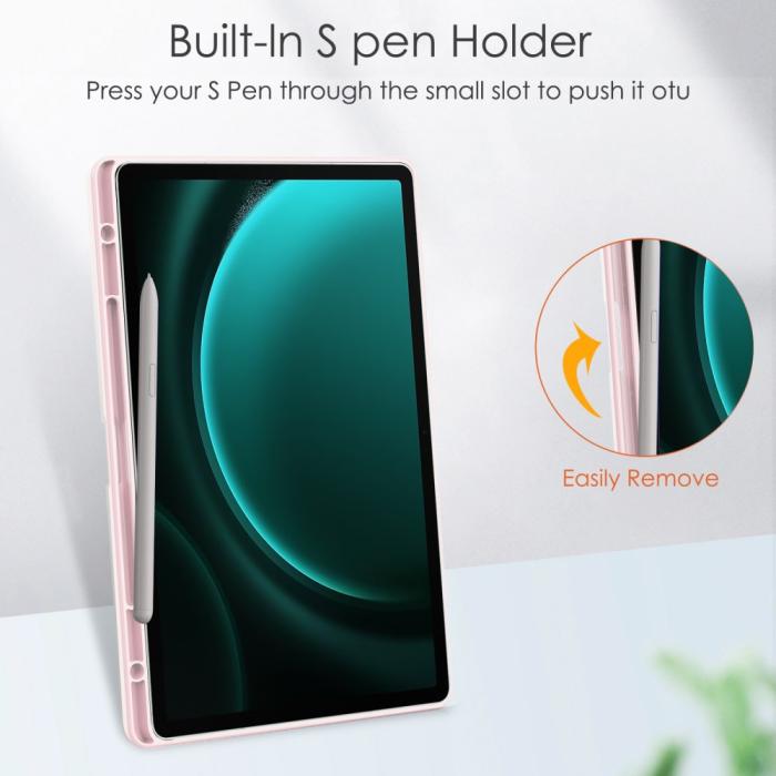 Bild 5,  Galaxy Tab S9 FE Plus Fodral Hybrid Pennhållare Rosa - Teknikhallen.se