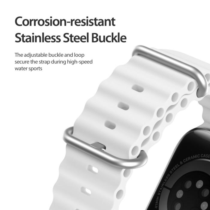 Bild 5, DUX DUCIS DUX DUCIS Apple Watch 42/44/45/46/49 mm Armband Wave Design Vit - Teknikhallen.se