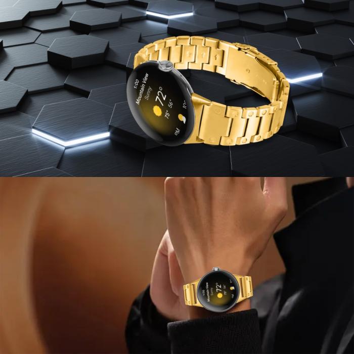 Bild 6,  Lyxigt Metallarmband Google Pixel Watch / Watch 2 Guld - Teknikhallen.se