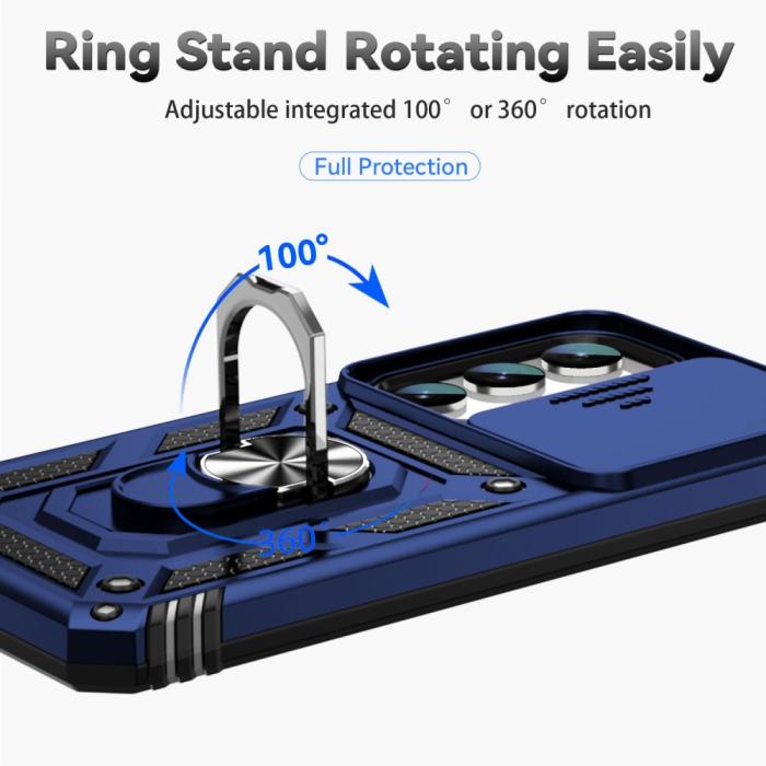 Bild 5,  Samsung Galaxy S23 Skal Hybrid CamShield Ring Blå - Teknikhallen.se