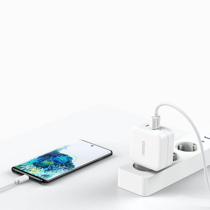 Bild 3, Choetech Choetech 65W GaN USB-C / USB-A PD QC Väggladdare Vit - Teknikhallen.se
