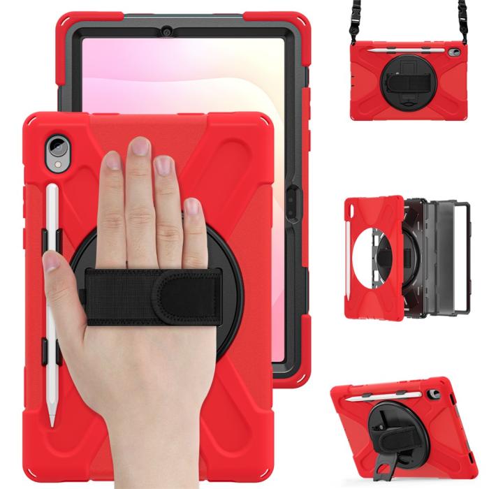 Bild 2,  Samsung Galaxy Tab S11 Skal Shockproof Hybrid Kickstand Röd - Teknikhallen.se