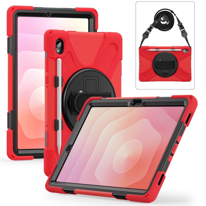 Bild 4,  Samsung Galaxy Tab S11 Skal Shockproof Hybrid Kickstand Röd - Teknikhallen.se