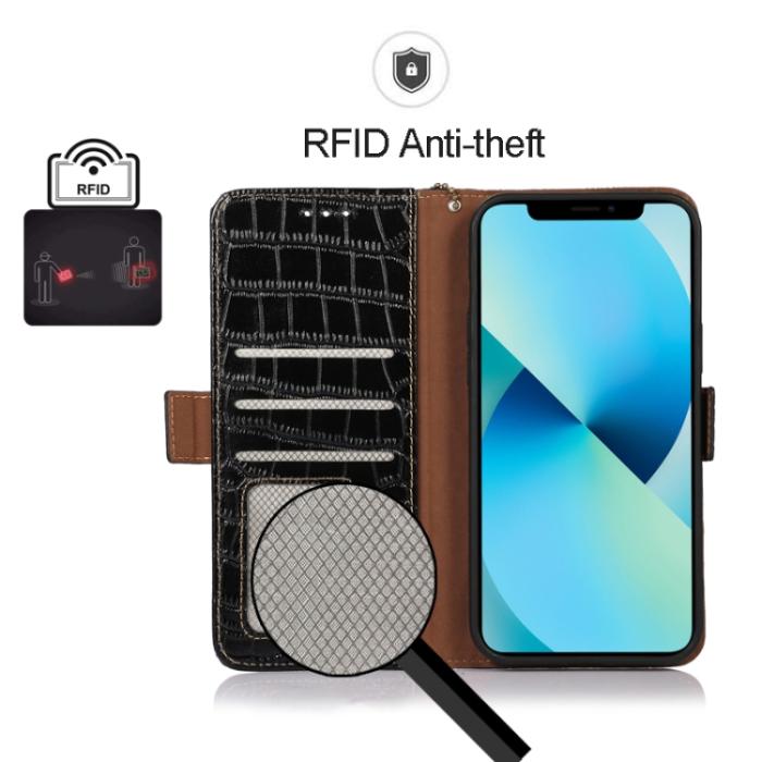Bild 4,  iPhone 15 Pro Max Fodral Krokodil Textur Svart - Teknikhallen.se