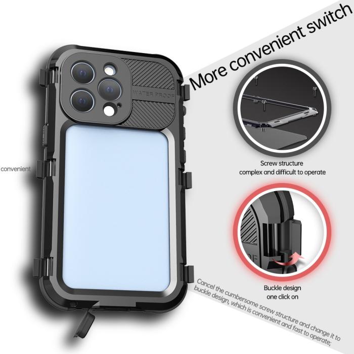 Bild 3, ShellBox ShellBox iPhone 13 Pro MagSafe IP68 Aluminium Vattentät Skal Svart - Teknikhallen.se