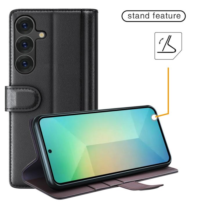 Bild 6,  Samsung Galaxy S25 Fodral Premium Äkta Läder Brun - Teknikhallen.se