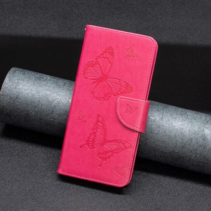 Bild 5,  Xiaomi Redmi 10 5G Fodral Butterfly Rosa - Teknikhallen.se