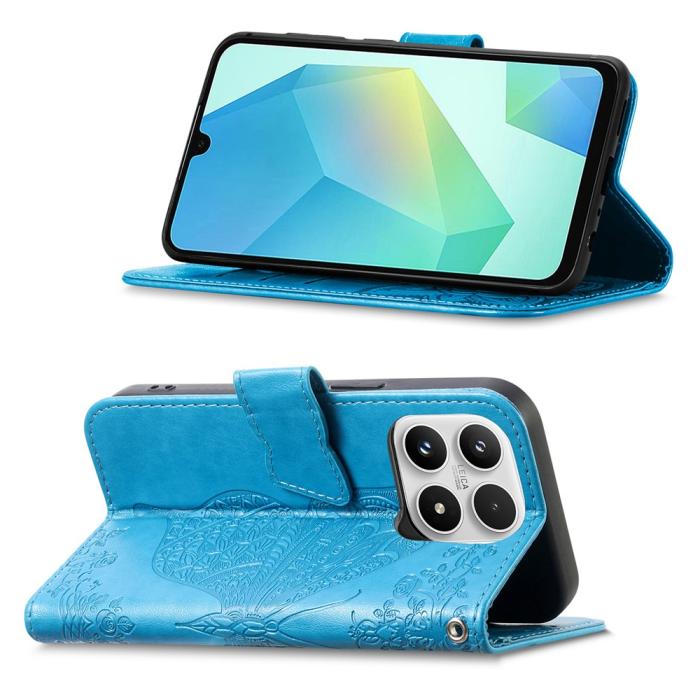 Bild 2,  Xiaomi 17 Fodral Läder Fjäril Ljus Blå - Teknikhallen.se