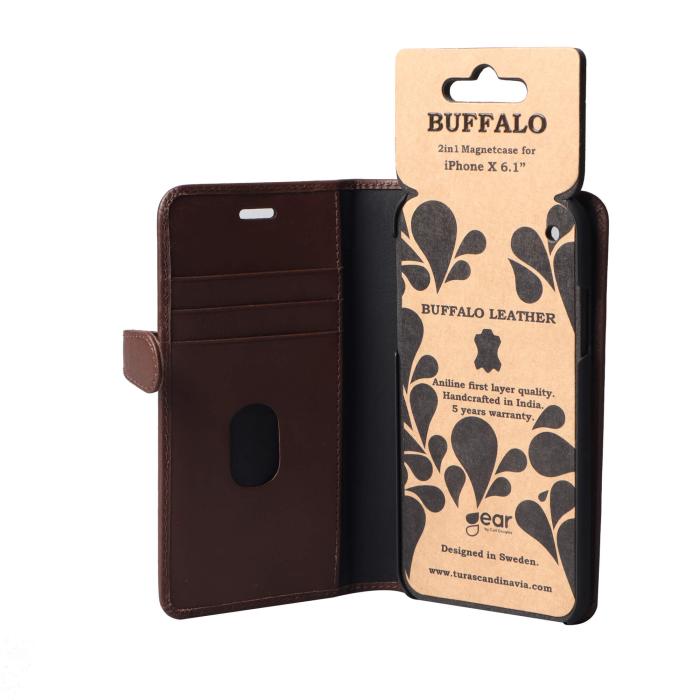 Bild 6, Buffalo Buffalo iPhone XR Fodral 2in1 Äkta Läder Brun - Teknikhallen.se