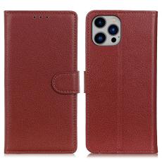  iPhone 16 Pro Max Fodral L&auml;der Litchi Textur Brun - Teknikhallen.se